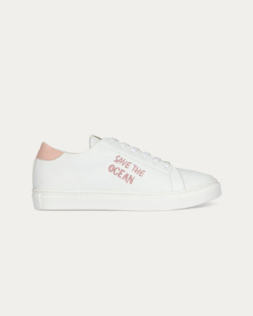 Sneakers Save the ocean bianco rosa, vegane ecologiche