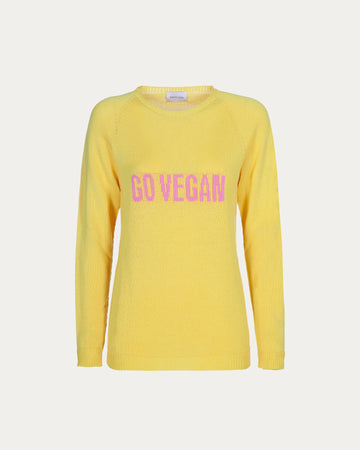 Maglione go vegan in cotone organico giallo vegano sostenibile